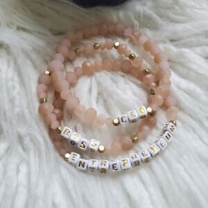 Handcrafted Pink Gold Statement Inspiration Bracelet Set